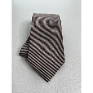 Hickey-Freeman Collection Brown Zig-Zag Pattern 100% Silk Designer Tie